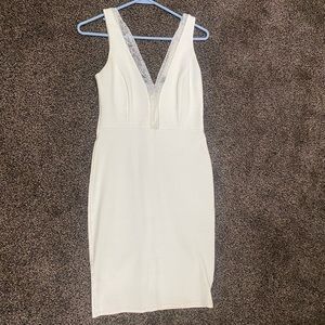 White body con dress. Perfect for bachelorette party!